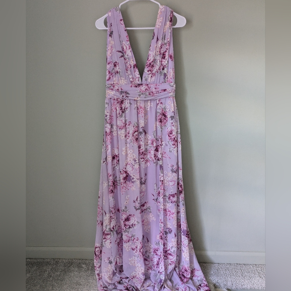 Floral Lavender Maxi Dress - Picture 2 of 5
